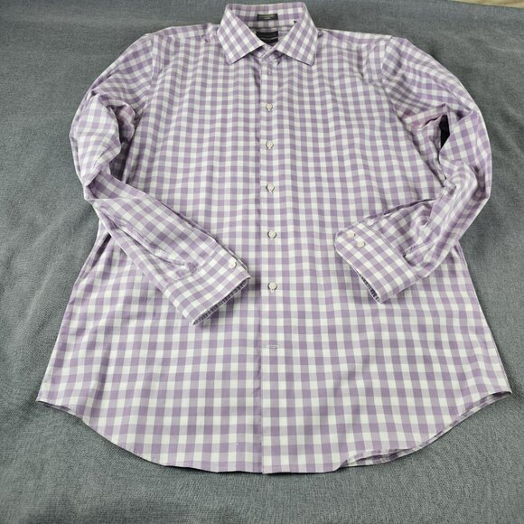Nordstrom Other - Calibrate Shirt Men's 16/34 purple checkered Cotton Button Up Long Sleeve
